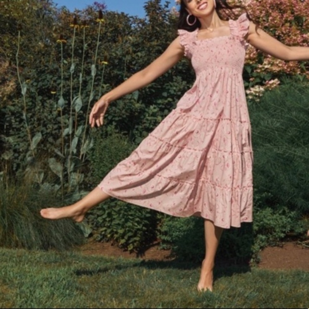HILL HOUSE Bridgerton Floral Pink Ellie Nap Dress Limited Edition